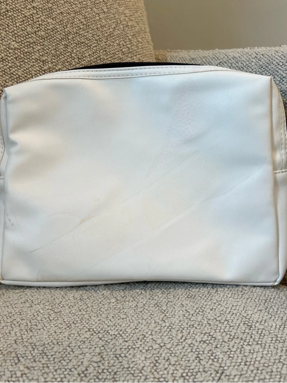 Arbonne White and Gold Logo Cosmetic Bag